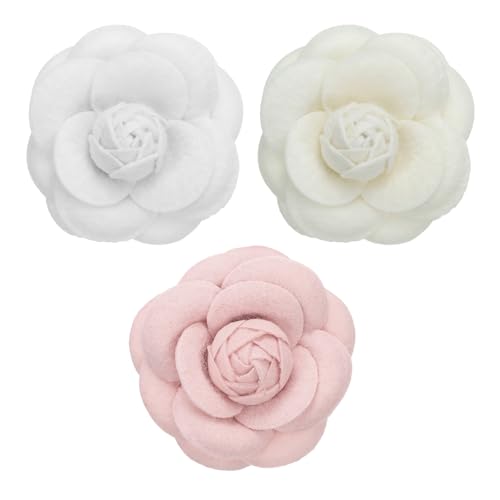 Image of PATIKIL Camellia Fabric Pin, Flower Brooch Artificial Flowers Brooches for Women Girls Cloth Wedding Party Decor Accessories Jewelry Gift