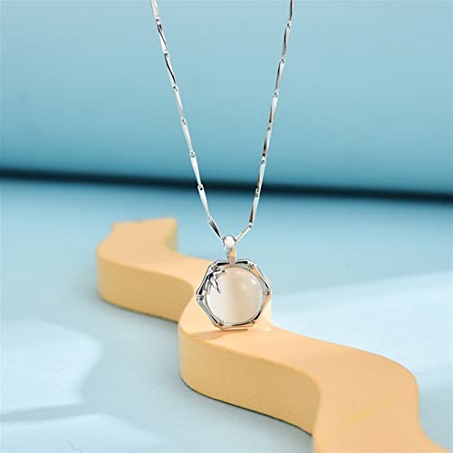 Collier pendentif calcédoine blanche de qualité supérieure en argent 925 - 5