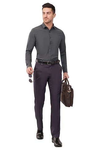 Image of SaintX Men's Premium Solid Formal Shirt | Slim Fit | Plain Full Sleeve | Feather Touch Soft Finish | Wrinkle Resistant | No Ironing Required | 360 Highly Stretchable Fabric