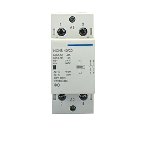 Contacteur ca modulaire NCH8 2P 40A sur rail DIN pour tableau electrique residentiel 230V