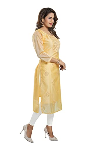 Image of DARIKA Designer wear Silk Kurti for Women Solid in Plus Size & Small Size.