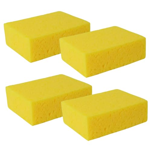 Tek Automotive Large Rectangular Car Wash Sponge – Pack of 4 Non Scratch Super Absorbent Cleaning Sponges