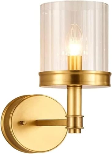 Applique murale design en verre et cuivre luminaire de chevet cylindrique pour entrée