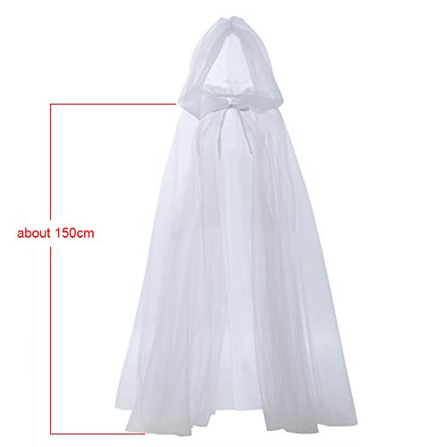 Ghost Costume Haunted Hooded Cape Costume Black Capes For Women Bride Hooded Cape Cloak 59.06 In (Black) #TOP5