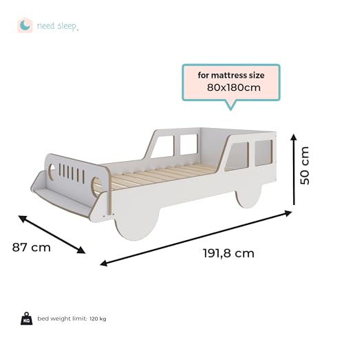 Need Sleep Kinderbett Autobett Jeep 80x180 cm Weiß