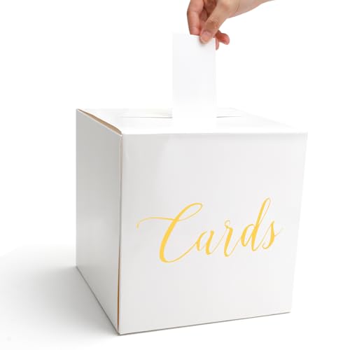 Caixa para cartões de casamento 22 x 22 x 22 cm com ranhura – caixa de presente de casamento em cartão resistente com 10 cartões, para envelopes, mensagens e presentes em dinheiro