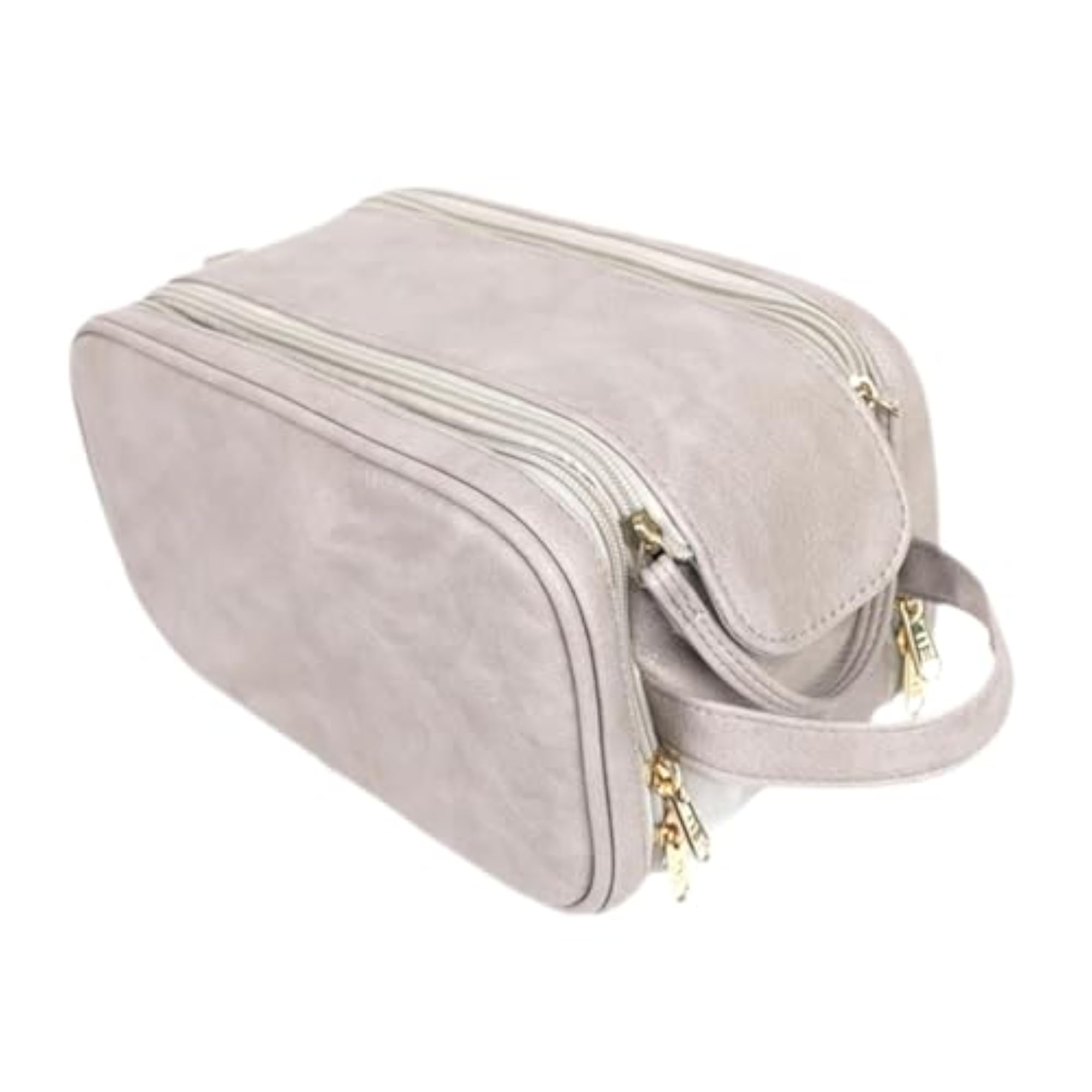 Gray Makeup Storage Bag with Zipper, Ideal for Travel