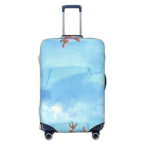 Sea And Fish Print Luggage Covers For Suitcase,Elastic Washable & Stretchable Suitcase Covers For Luggage, Anti-Scratch - Fits 18-32 Inch Luggage-No Luggage Included