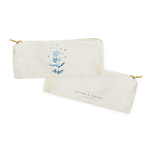 Image of The Cotton & Canvas Co. Personalized Name Blue Floral Small Cosmetic Case and Travel Pouch for Office and On the Go