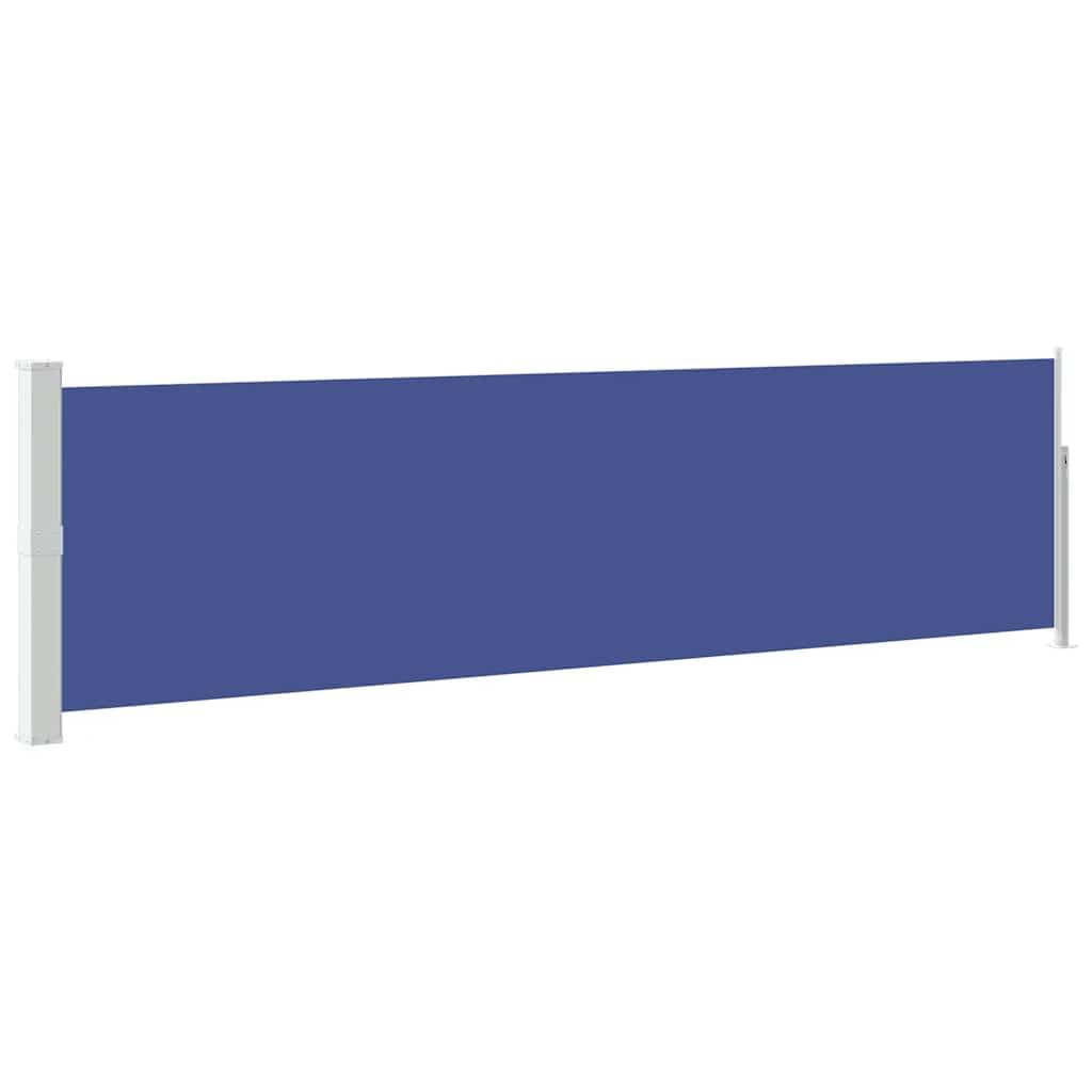 Auvent latéral rétractable bleu contre le vis-à-vis et le vent de terrasse