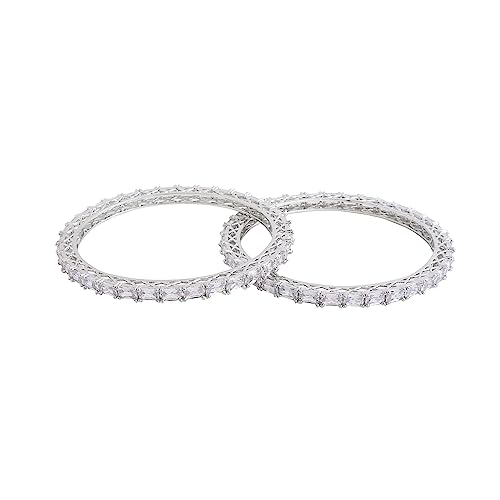 American Diamond Silver Tone Bangles for Women, Girls