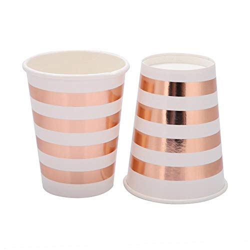 FTVOGUE Rose/Goud/Gestreept Papier Bekers/Rietjes Wegwerpservies Feestbenodigdheden voor Verjaardagsfeest Bruiloft - Afbeelding 5