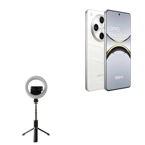 BoxWave Stand and Mount Compatible with Oppo Find X8 Pro - RingLight SelfiePod, Selfie Stick Extendable Arm with Ring Light - Jet Black