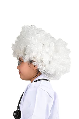 Image of BookMyCostume White Old Man Curly Hair Wig Unisex Adult & Kids Fancy Dress Costume Accessory