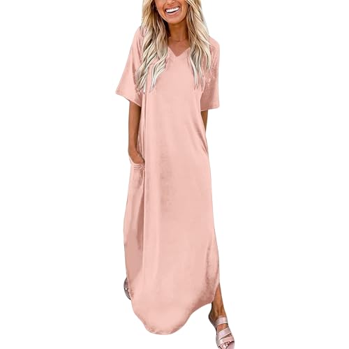 Robe longue d'été décontractée sans manches avec poches pratiques