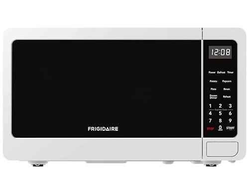 Frigidaire Countertop Microwave - Digital Control Panel - 6 Auto Cooking Settings - 10 Power Levels - Child Safety Lock - 0.7 Cu. Ft., White by Frigidaire - Used condition - CA$119.12
