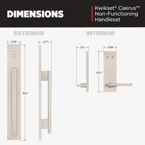 Image of Kwikset Caerus Front Door Lock Handle and Deadbolt Set, Entry Handleset Exterior with Interior Reversible Lever, Satin Nickel, Dummy Deadbolt Security, with Microban Protection