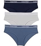 Calvin Klein Women's Hipster Underwear, 3-pack (US, Alpha, X-Large, Regular, Regular, Multi Blue)