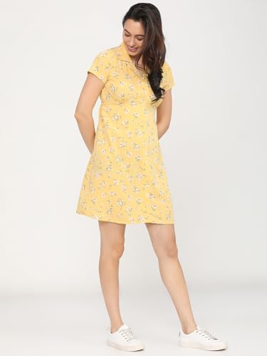 Image of Tokyo Talkies Womens Floral Mini Flared Dress | Short Sleeves & Playful Silhouette | Chic & Effortlessly Feminine | Dress for Women | Women Dress | Stylish Women Dress