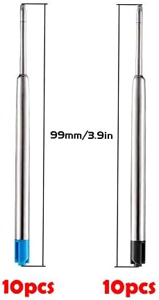 20 Pack Ballpoint Pen Refills, 99mm Metal Replaceable Refills for Parker Pen Tactical Pens, 10 Blue and 10 black Smooth Writing Quick Drying 1.0mm Medium Point Ballpen Refill