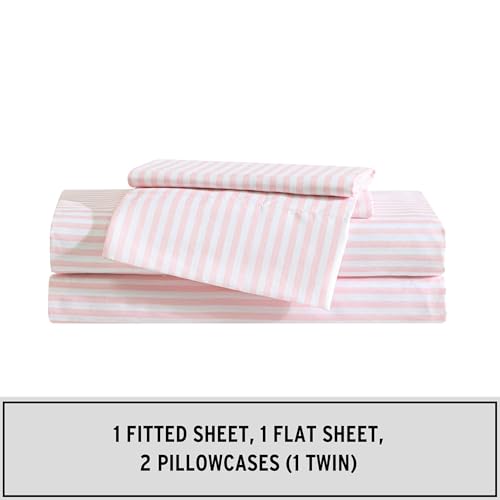 Image of Eddie Bauer Kids - Queen Sheet Set, Ultra-Soft Microfiber Bedding with Fully Elastic Fitted Sheet, Kids Bed Set with Pillowcases, Easy Care Bedding (Little Stripe)