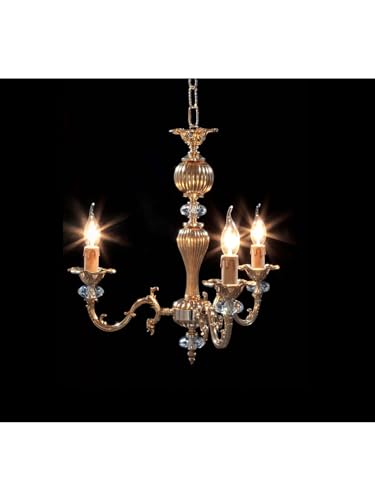 Lustre laiton et cristal or classique CL115 plafonnier 3 lumières