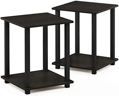 Furinno Simplistic Set of 2 End Table, Espresso/Black