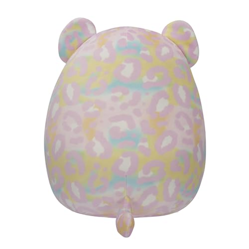 squishmallows original 12-inch michaela rainbow leopard with pink bandana - official jazwares plush