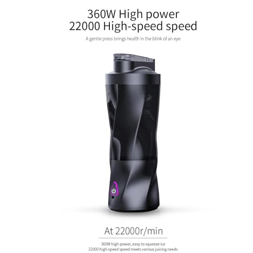Image of PowerBlend 360W Dual Mode Portable Blender 700ml | 6000mAh Battery, USB Type-C, 22000RPM, 6-Blade Juicer Mixer | Smoothie, Juice And Protein Shake Maker Travel Bottle (Black)