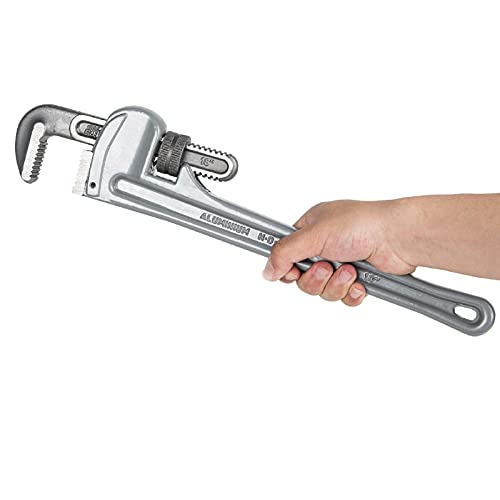 ETERNA 18 inch Pipe Wrench Heavy Duty Aluminum Alloy Carbon Steel Straight Plumbing Wrench