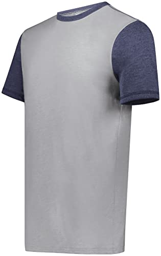 Augusta Sportswear Boys' Youth Gameday Vintage Ringer Tee, Grey Heather/Navy Heather, Medium