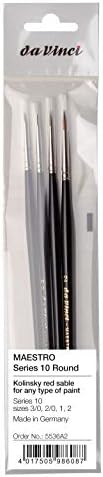 da Vinci Brushes Watercolor Set 5536a2, Maestro Kolinsky Red Sable 4 Brush Set, European Rounds, Series 10 Sizes 3/0, 2/0, 1 & 2, Black