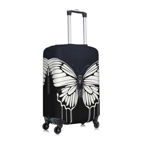 Travel Luggage Cover Elastic Anti-Scratch Suitcase Protector Washable Travel Suitcase Cover A Black And White Butterfly Luggage Protector Fits 18-32 Inch Suitcase3