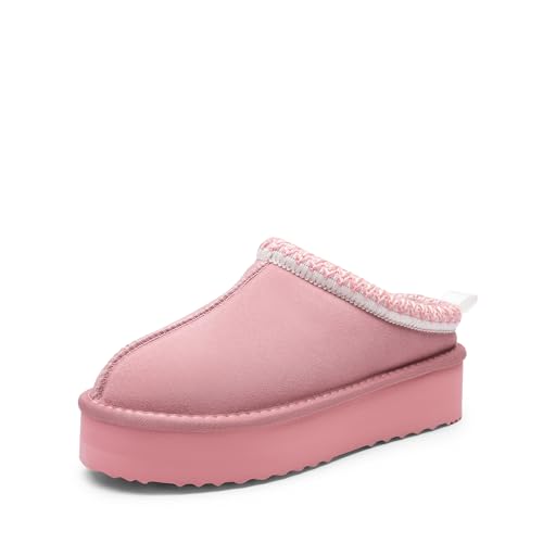 Pantoufles à plateforme en daim pour femme fatiguée des pieds froids en hiver