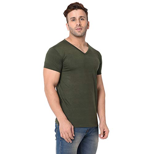 Image of Men's Cotton Blend Half Sleeve V Neck Tshirt
