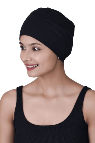 Image of The Headscarves Women Silky Soft Bamboo Viscose Sleep Cap for Hair Loss Chemo Headwear Skull Cap Free Size (Multicolor) (HS3 Multicolor)