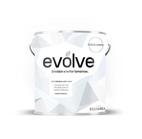 EVOLVE Colors Paint & Primer Eco-friendly, Eggshell with One-coat Coverage for Interior & Exterior House Paint, Cloud White, 1-Gallon