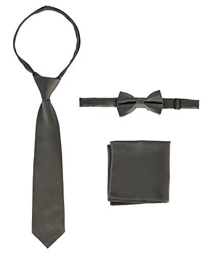 Image of Gioberti Boy's Long Sleeve Dress Shirt + Solid Tie, Bow Tie, and Hanky