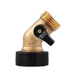 Camco Solid Brass 45 Degree Drinking Water Valve with Garden Hose Connections (20173)