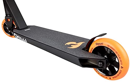 Chilli Pro Scooter Stunt-Scooter H=82cm Trick Tret Roller schwarz Orange + Fantic26 Sticker + Griptape
