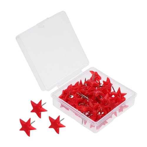 Tofficu 50 Piezas Pasador de tablón de anuncios Alfileres Coloridos decoración de Oficina Lindos alfileres para Tablero de Corcho chinchetas para Tablero de Corcho el plastico Rojo