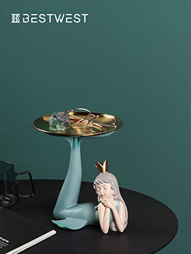 Plateau de rangement pour cles integre a une sculpture decorative rose