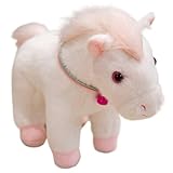 KUKUShining Caballo De Peluche, Poni De Peluche con Cascabel Lindos Juguetes Suaves Compañeros De Juego para Cumpleaños (White)