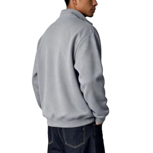 Mens Pullover Quarter Zip Mockneck Big and Tall Polo Neck Long Sweatshirt - image 6