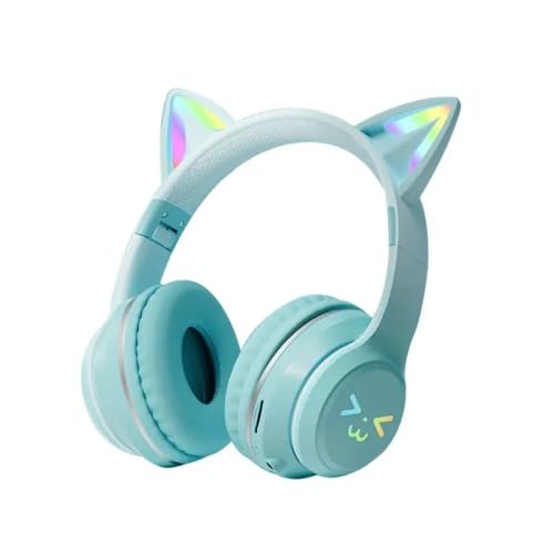 ONOTIC Wireless Kids Headphones for Girls Over Ear Bluetooth Headphones Cat Ear Led Light Up Children Headphones Volume Limited Foldable Headphone for Kids School, Travel, Music (Blue) ONOTIC Wireless Kids Headphones for Girls Over Ear Bluetooth Headphones Cat Ear Led Light Up Children Headphones Volume Limited Foldable Headphone for Kids School, Travel, Music (Blue)