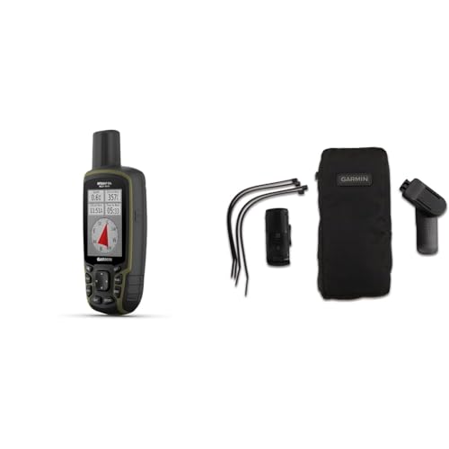 Garmin GPSMAP 65s – Robustes GPS-Outdoor-Navi mit vorinstallierter TopoActive Europakarte, 2,6“ Farbdisplay & Outdoor-Halterungspaket mit Tasche kompatibel mit vielen Garmin Outdoor GPS Geräten
