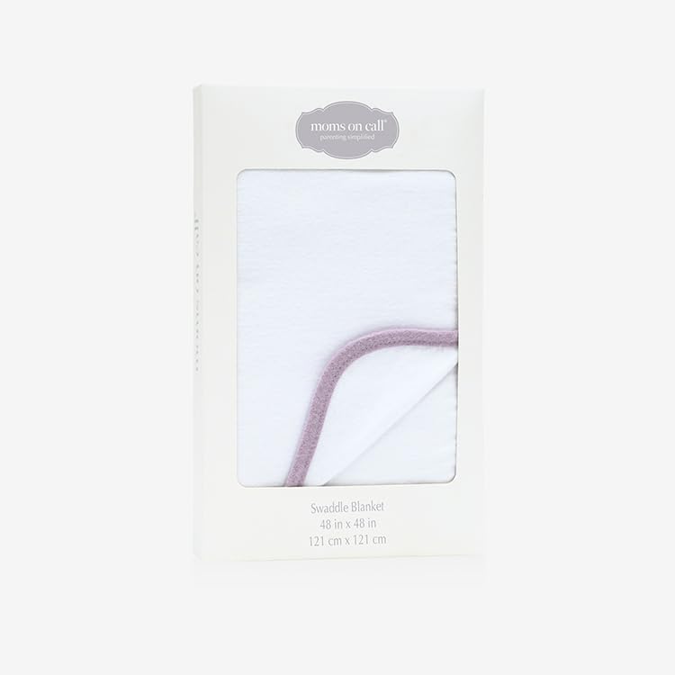 Image of MOMS ON CALL Baby & Newborn Swaddle Blanket | 0-3 Months | Nursery Baby Gift | 48 X 48 Inch | 100% Cotton | Peaceful Lilac with Gift Box