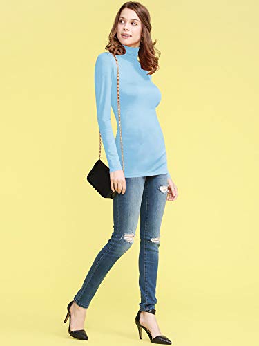 Image of Lock and Love Women's Turtleneck Top Lightweight Long Sleeve Slim Fit Pullover, Soft Rayon Stretch Layering Basic, S-3XL