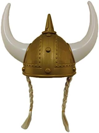 Adult Plastic Gold Norse Viking Helmet With Blonde Braids