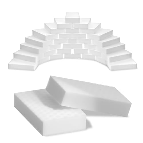 Image of 50 Pack Eraser Sponges Sheets, 4 x 2.4 x 0.8 in Magic Sponge Cleaning Tool, Extra Durable Magics Erasers Kitchen Sponge for Household Cleaning, Melamine Sponges Bulk for Kitchen, Bathroom, Wall